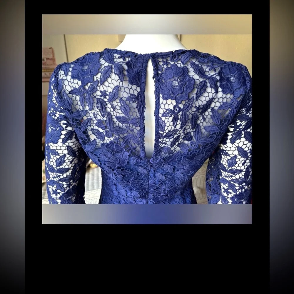 J. Crew Collection Lace Sheath Mini Dress Guipure Sheer in dark blue Size 0